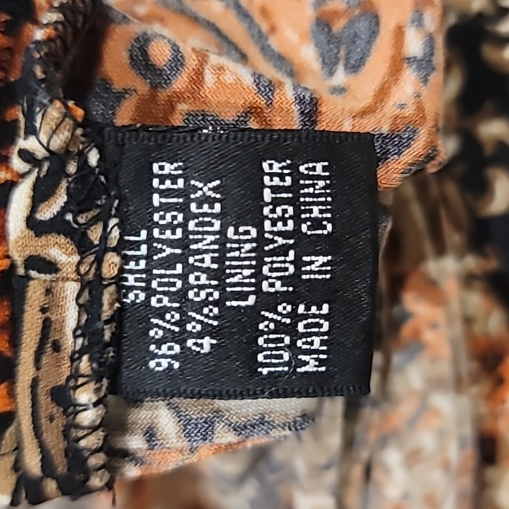 Adrianna Papell Paisley Horizontal Pleats Sleeveless V-Neck Dress Brown 6 - Picture 12 of 12